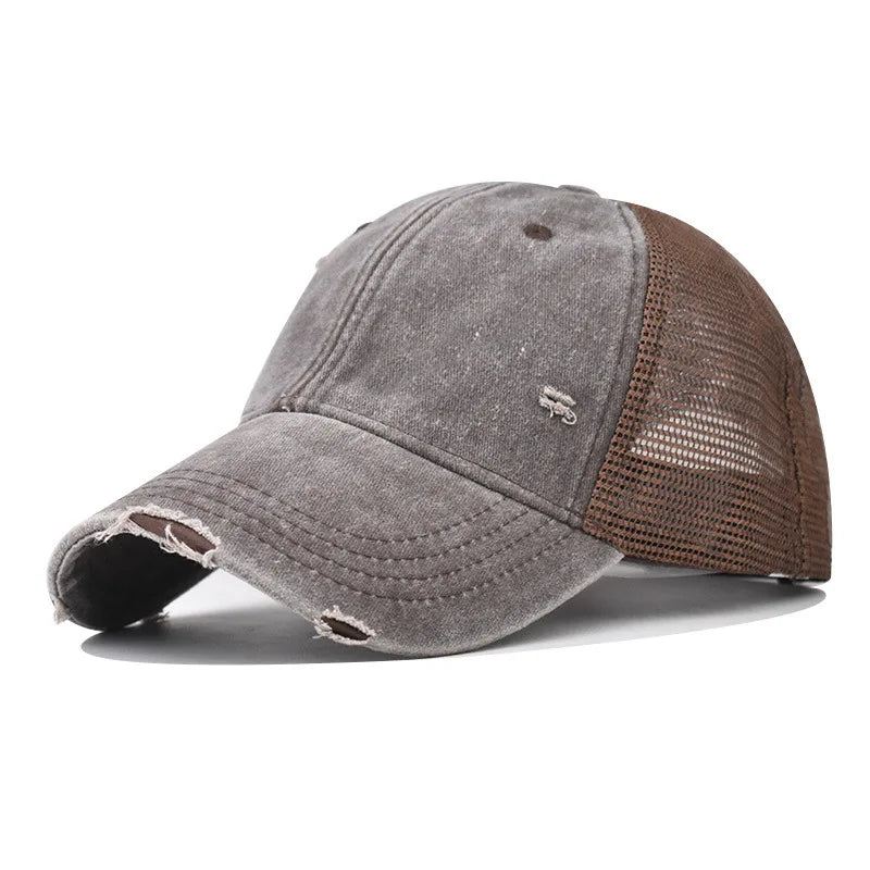Washed Cotton Mesh Breathable Baseball Cap Old Ripped Board Caps Men Women Hats