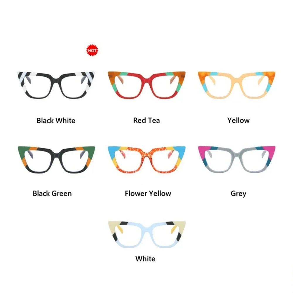 JNPCXI Fashion Cat Eye Anti Blue Light Women Glasses Frame Color Trending Clear Lens Reading Computer Female Eyewear