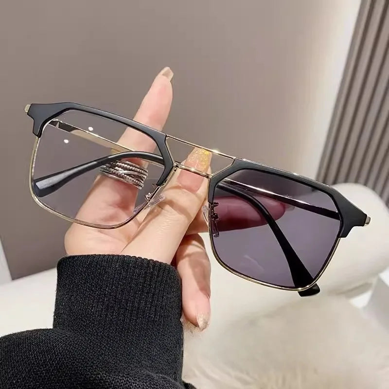 Photochromic Anti Radiation Eyeglasses for Women Transition Metal Frame Shades UV400 Eyewear