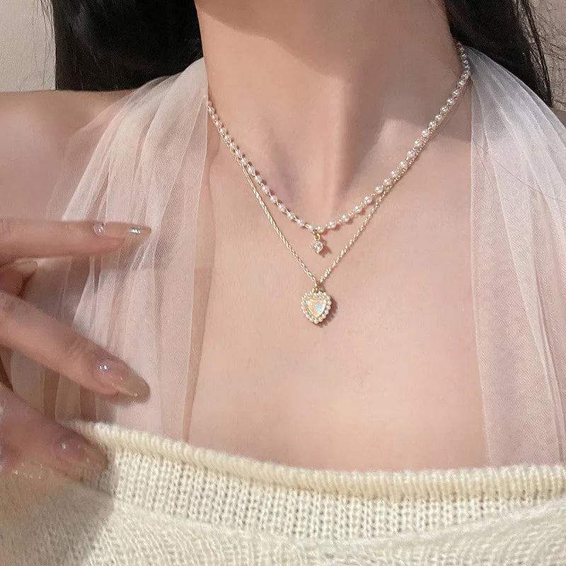 Exquisite Luxury Crystal Zircon Butterfly Necklace for Women Elegant Double Layer Clavicle Chain Choker Party Wedding Jewelry