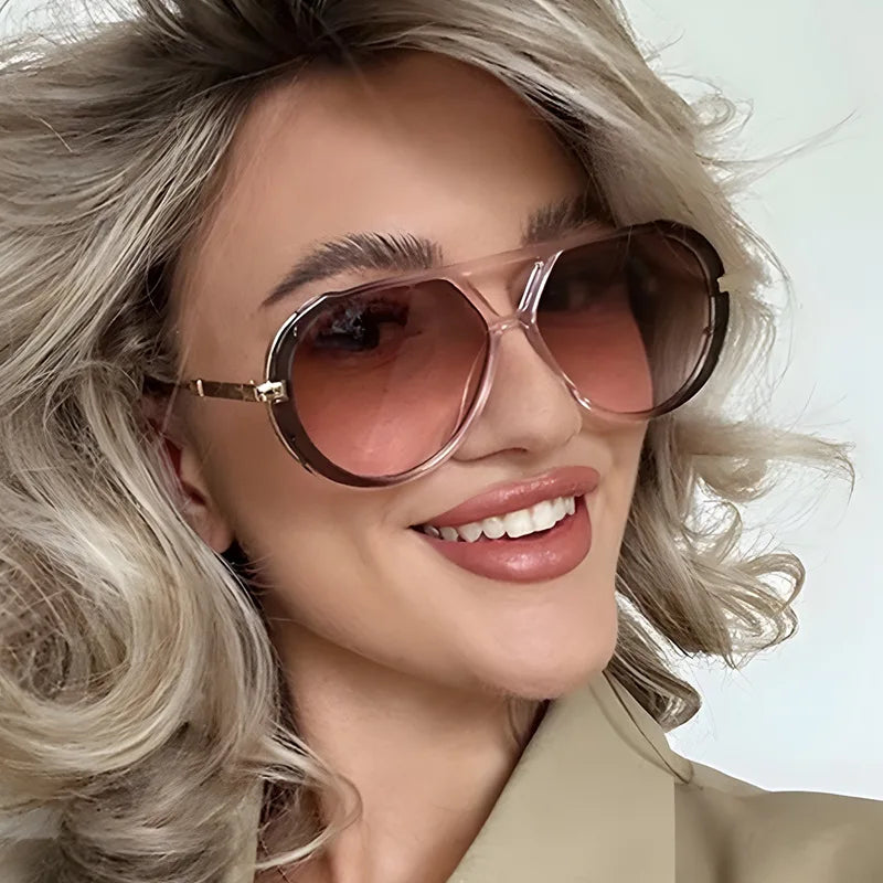 JNPCXI Ins Popular Fashion Double Bridges Women Luxury Sunglasses Brand Designer Oval Hollow Shades UV400 Men Sun Glasses