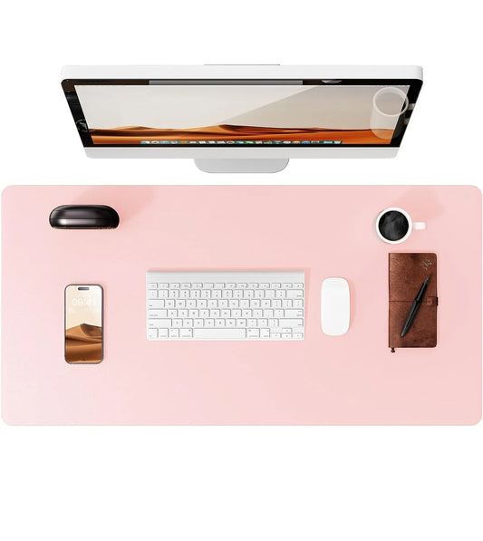 Large Pink Mouse Pad Office Desk Mat Non-Slip PU Leather Desk Pad Protector