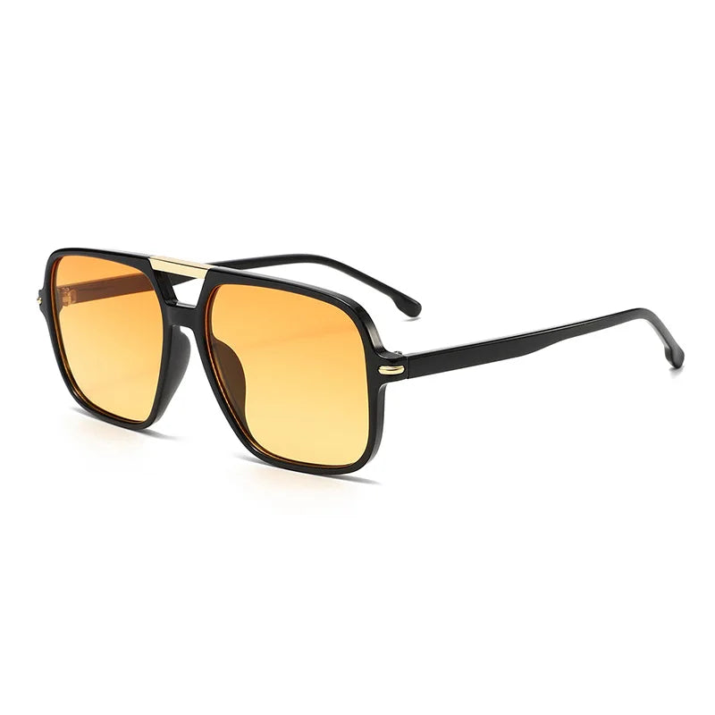 JNPCXI New Fashion Double Bridges Sunglasses Women Square Rivets Orange Gradient Shades UV400 Men Sun Glasses