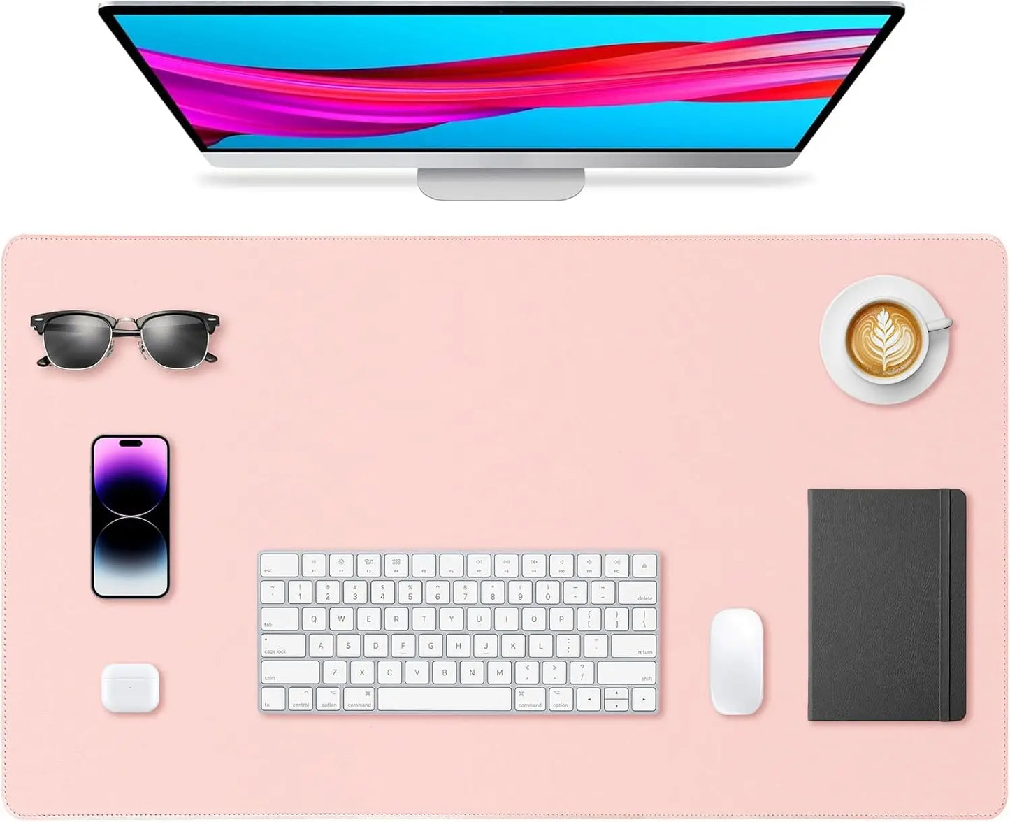 Mouse Pad Large ,PU Desk Pad , Office Desk Mat, Non-Slip PU Leather Desk Blotter, Computer Desk Pad for Office and School