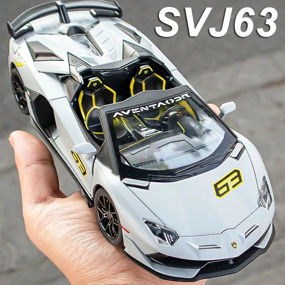 1/24 AVENTEDOR SVJ63 Countach Sports Car Alloy Model Toys Diecasts & Toy Vehicles Sound and Light Collection for Kids Boys Gifts