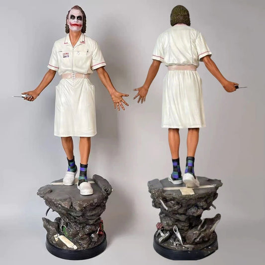 54cm Dc Heath Ledger Nurse Uniform Joker Series Figure Standing Scene Handmade