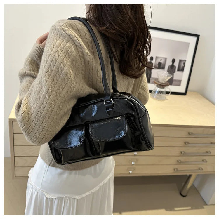 Vintage Ladies Commute Tote Business Shoulder Bag Pu Leather Female Underarm Bag