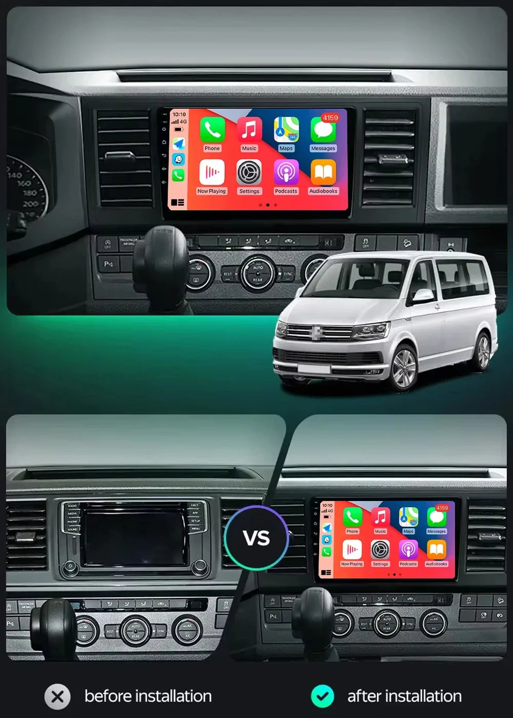 Android 16 Carplay autoradio for VW Volkswagen Caravelle 6 T6 2015-2020 lettore Video multimediale navigazione GPS Audio Stereo