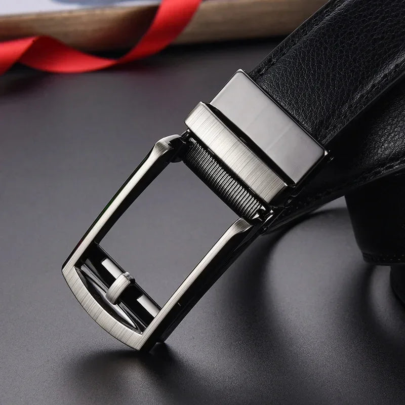 Men's Click Belt Business Luxury Designer Brand Black Leather Belts for Jeans