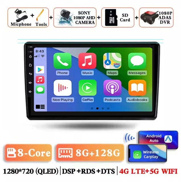 Universal 9" Car Radio for Nissan Honda Toyota Lada Volkswagen Hyundai Android 15 Wireless Carplay Multimedia Player Stereo GPS