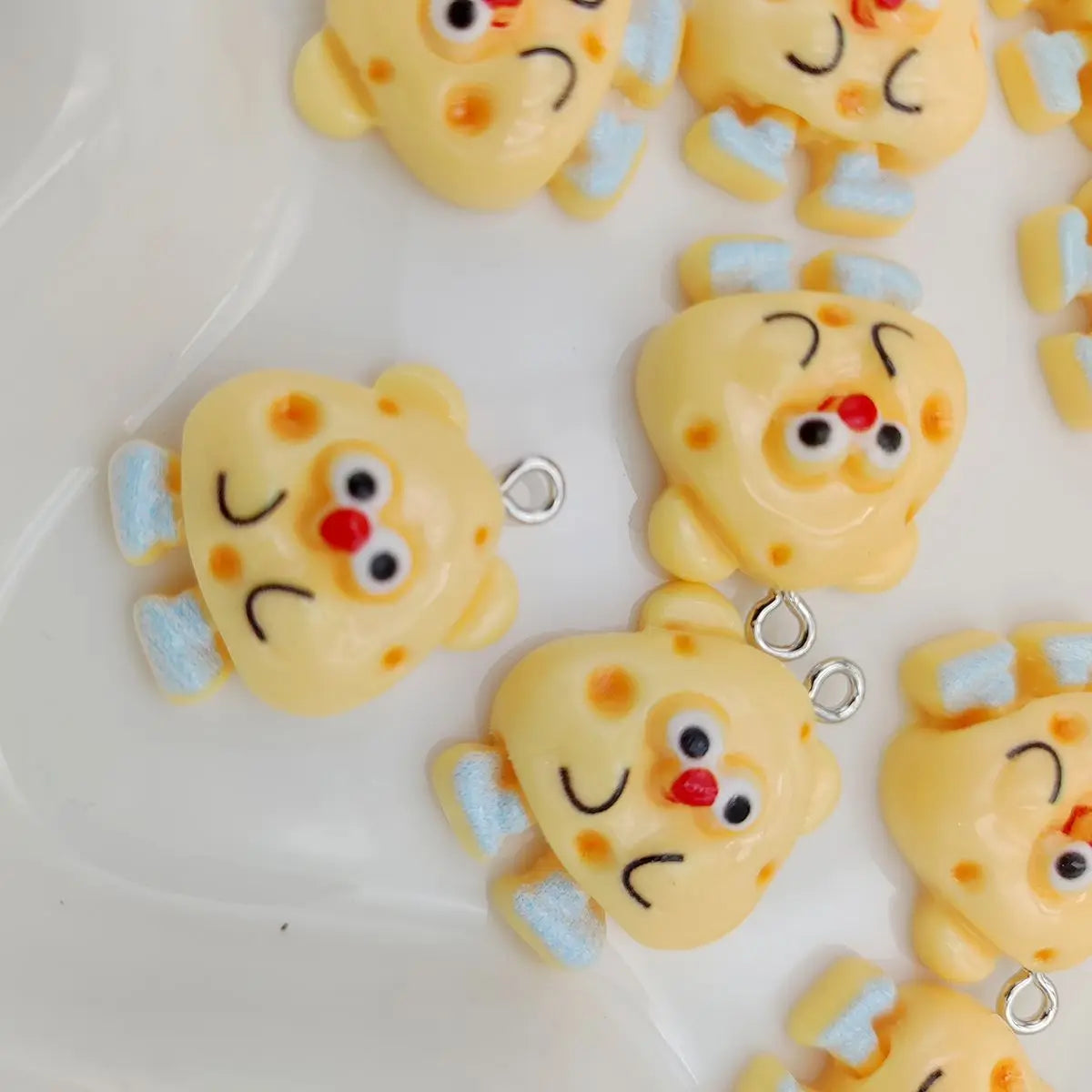 10Pcs Yellow Cheese Man Pendant Charms - DIY Resin Jewelry Making Kit for Necklace and Earrings