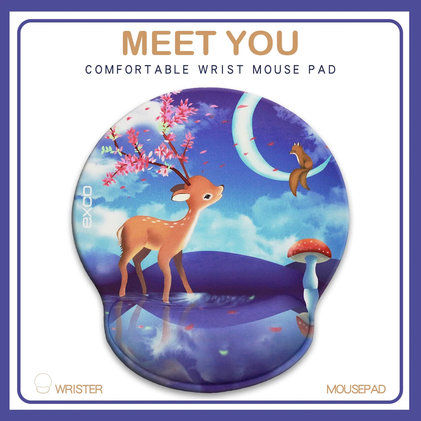 EXCO Mouse Pad with Silicone Wrist Support Rest Ergonomic Comfortable Mousepad Non-Slip Rubber Base for Computer Home Office