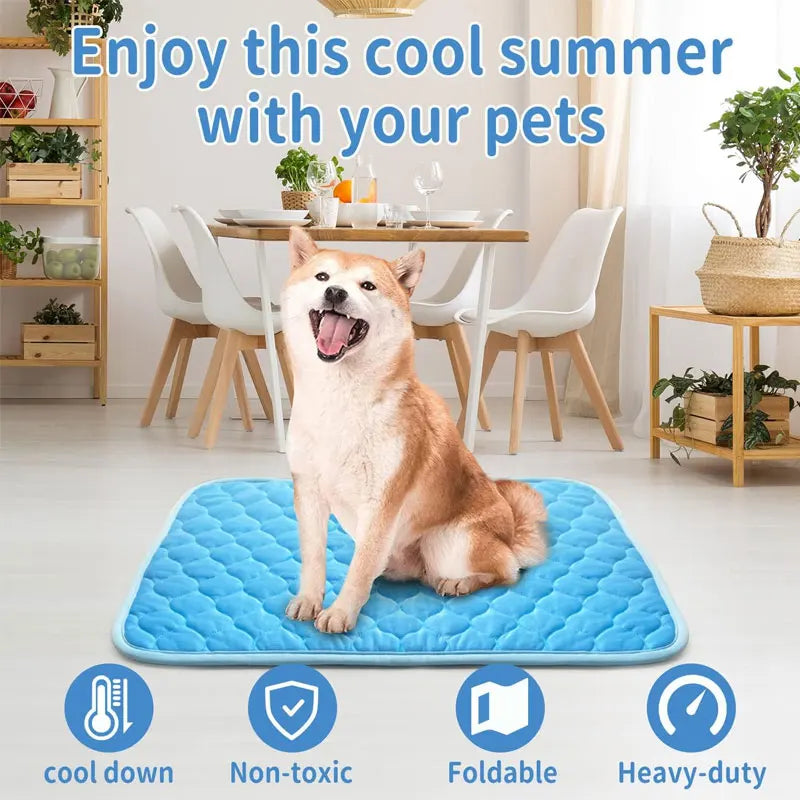 Dogs & Cats Self-Cooling Mat, Washable Ice Silk Sleeping Pad Breathable Blanket