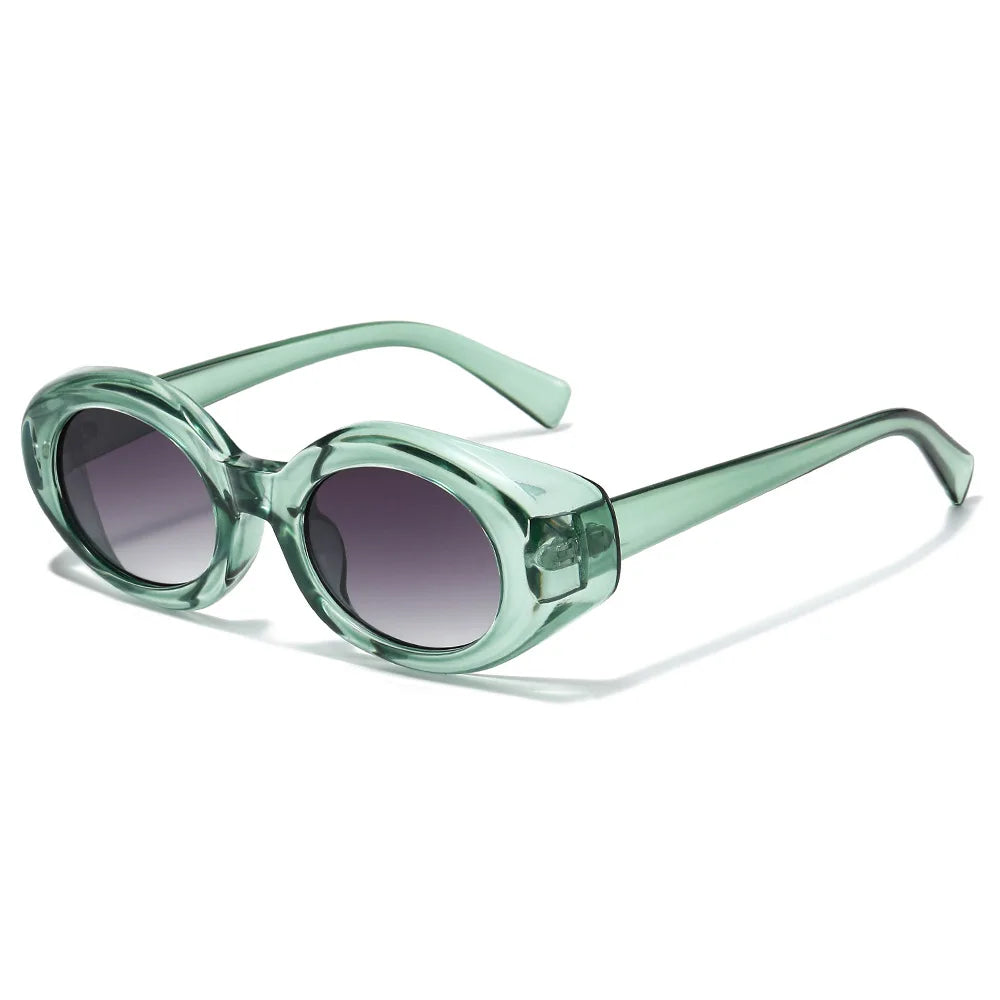 JNPCXI New Oval Sunglasses Women Blue Pink UV400 Punk Fashion Gradient Shades UV400
