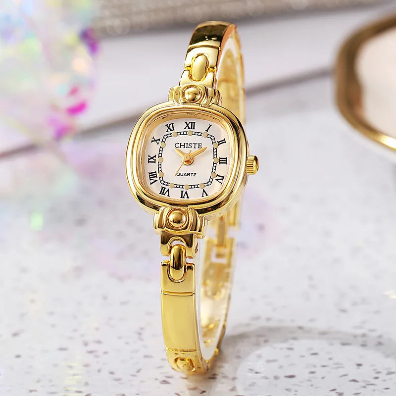 Fashion Women's Square Quartz Watches Gold Fine Strap Bracelet Wristwatch Girls Clock Gifts Relojes Female Clock Dropshipping