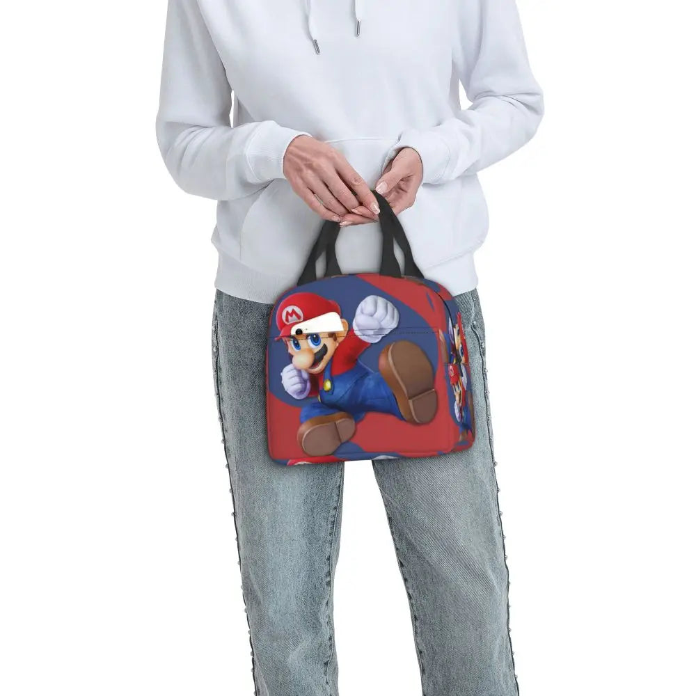 Custom Mario Super Bros Insulated Lunch Bag Reusable Thermal Cooler Lunch Box M4