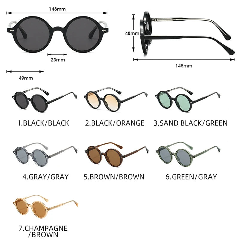 JNPCXI New Retro Round Women Sunglasses Fashion Green Candy Color Shades UV400 Men Trending Rivets Punk Sun Glasses