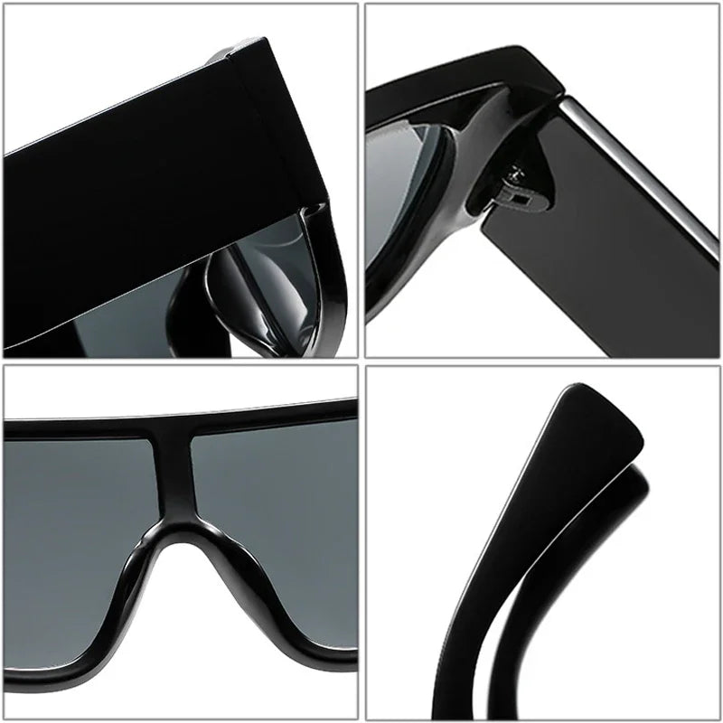 JNPCXI Retro Oversized Pilot Women Sunglasses Fashion One Piece Leopard Shades UV400 Men Punk Wide Legs Sun Glasses