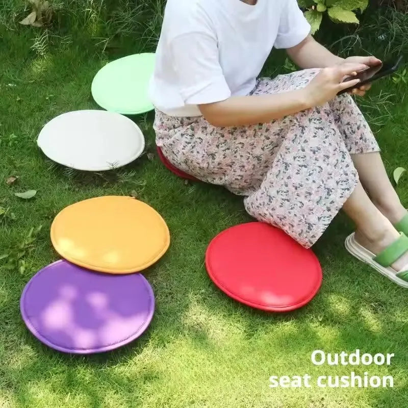 1pc Circular Strap Thickened Sponge Chair Cushion Simple Fabric Dining Chair Cushion With Straps Outdoor Picnic Seat Cushion
