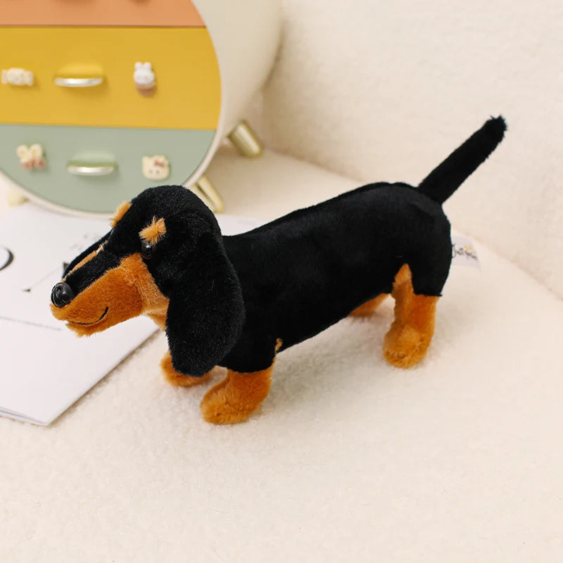 Simulation Dachshund Animal Doll Stuffed Standing Dog Puppy Plush Toy Brown Black Plushie Men Birthday Gift