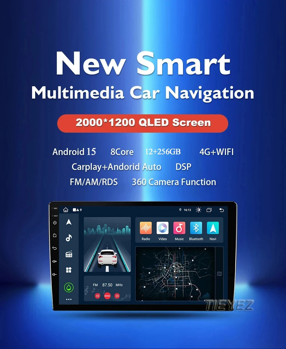 For Toyota Wish 2 II XE20 2009 - 2017 Android 15 Car Radio GPS Navigation QLED Carplay Auto Multimedia Stereo Player BT RDS DSP