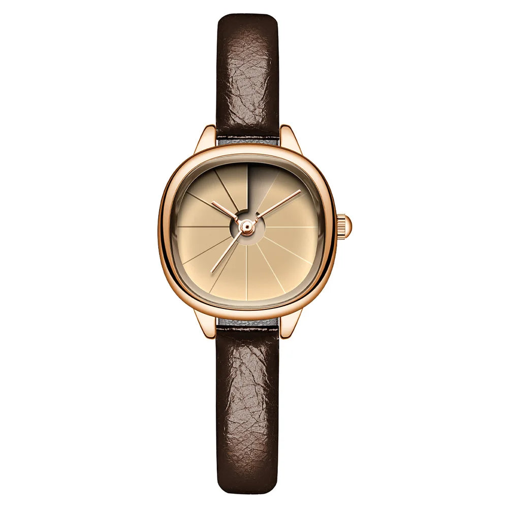 GEDI Vintage Watch Woman Fashion Microfiber Leather Strap Quartz Watches Waterproof Elegant Temperament Niche Women Gifts