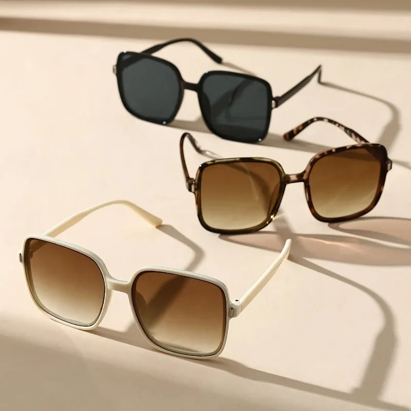 3pcs Women'S Fashion Square Frame Glasses - Stylish Tortoiseshell & Black PC Lenses