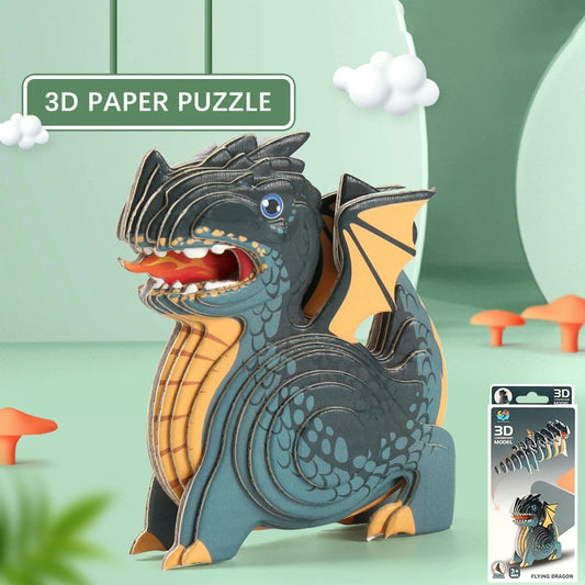 Dinosaur 3D Paper Puzzle For Kids Educational Montessori Toys Funny DIY Manual Assembly Three-dimensional Model Toy For Boy Girl