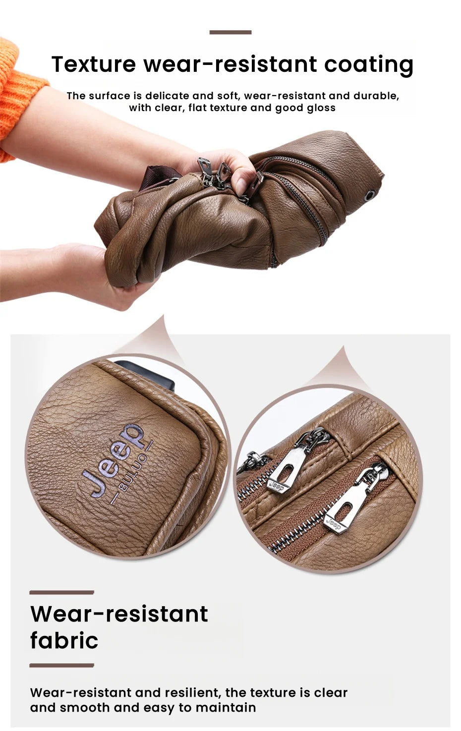 JEEP BULUO Men Crossbody Shoulder USB Sling Bag Fashion Leather Travel Bags