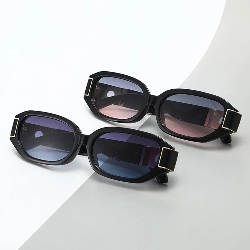 JNPCXI New Polygon Rectangle Women Sunglasses Fashion Gradient Green Shades UV400 Men Trending Outdoor Sun Glasses