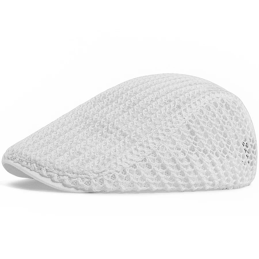 Summer Thin Crochet Hat Women Fashion Mesh Beret Casual Men Newsboy Cap Weave Sun Visor Flat Hat Female For 56-60cm Adjustable