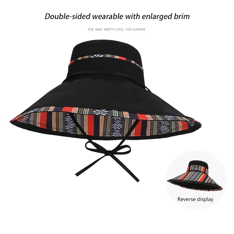 6180-New summer women's wide-brimmed sun hat. Children'sversion.Double-sidedwearable. Fishermanhat.Fashionableandversatilesunhat