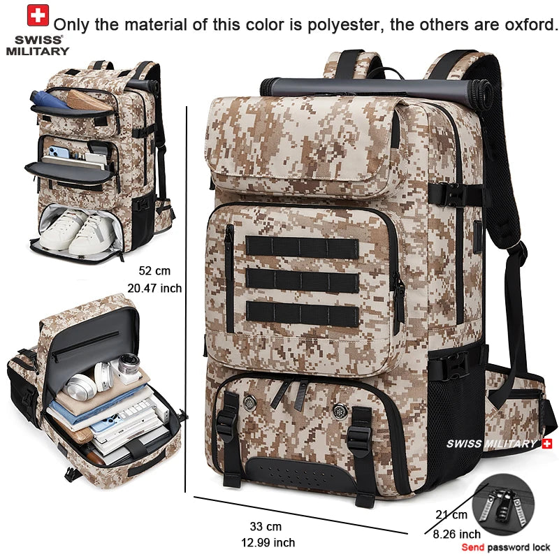 17 in SWISS MILITARY Men Travel Backpack Waterproof Business USB Laptop Backpack