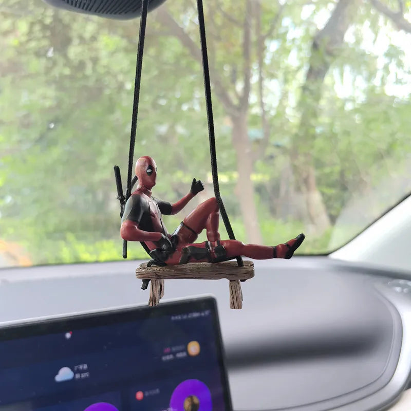Marvel Deadpool Car Rearview Mirror Pendant Reading Deadpool Car Mini Model Toys