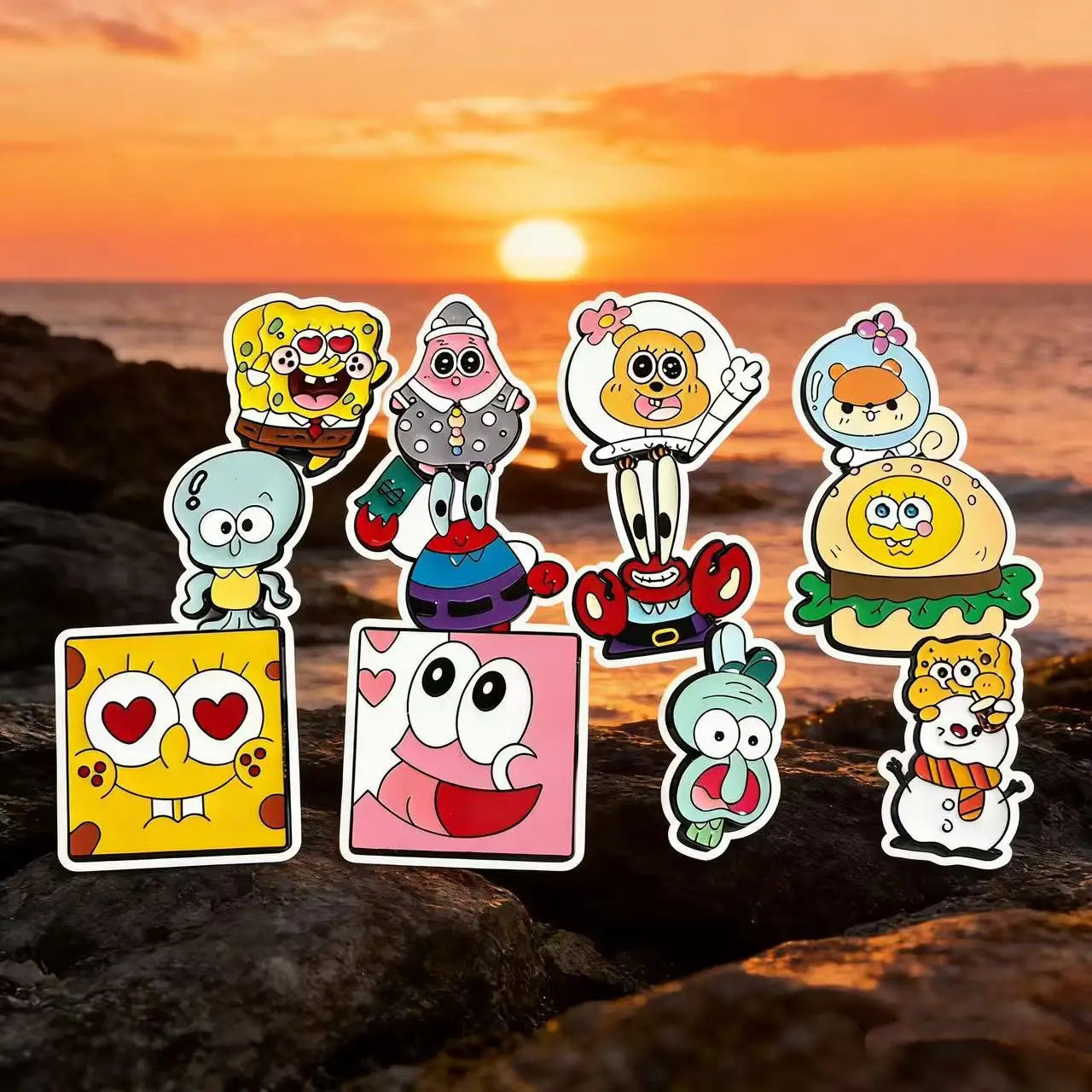 12 PCS Cartoon Anime Enamel Pins Set Funny Animation Good Friend Metal Brooch Badges Jewellery Accessories for Gifts