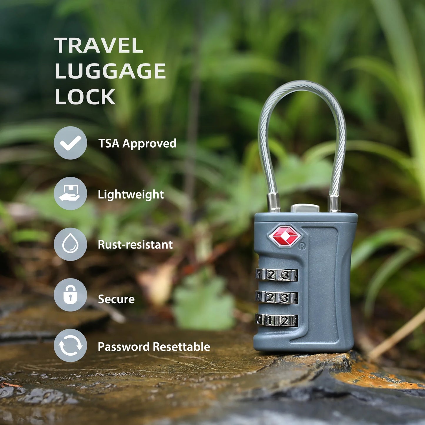 1Pc TSA Approved Luggage Travel Lock Filing Cabinets Toolbox Case  ABS Steel Cable Gym Locker padlock smart lock  lock box