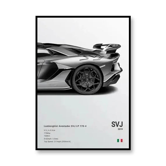 2019 SVJ Lambo Print Famous Brand Cars Canvas Wall Art Poster Room Decoration