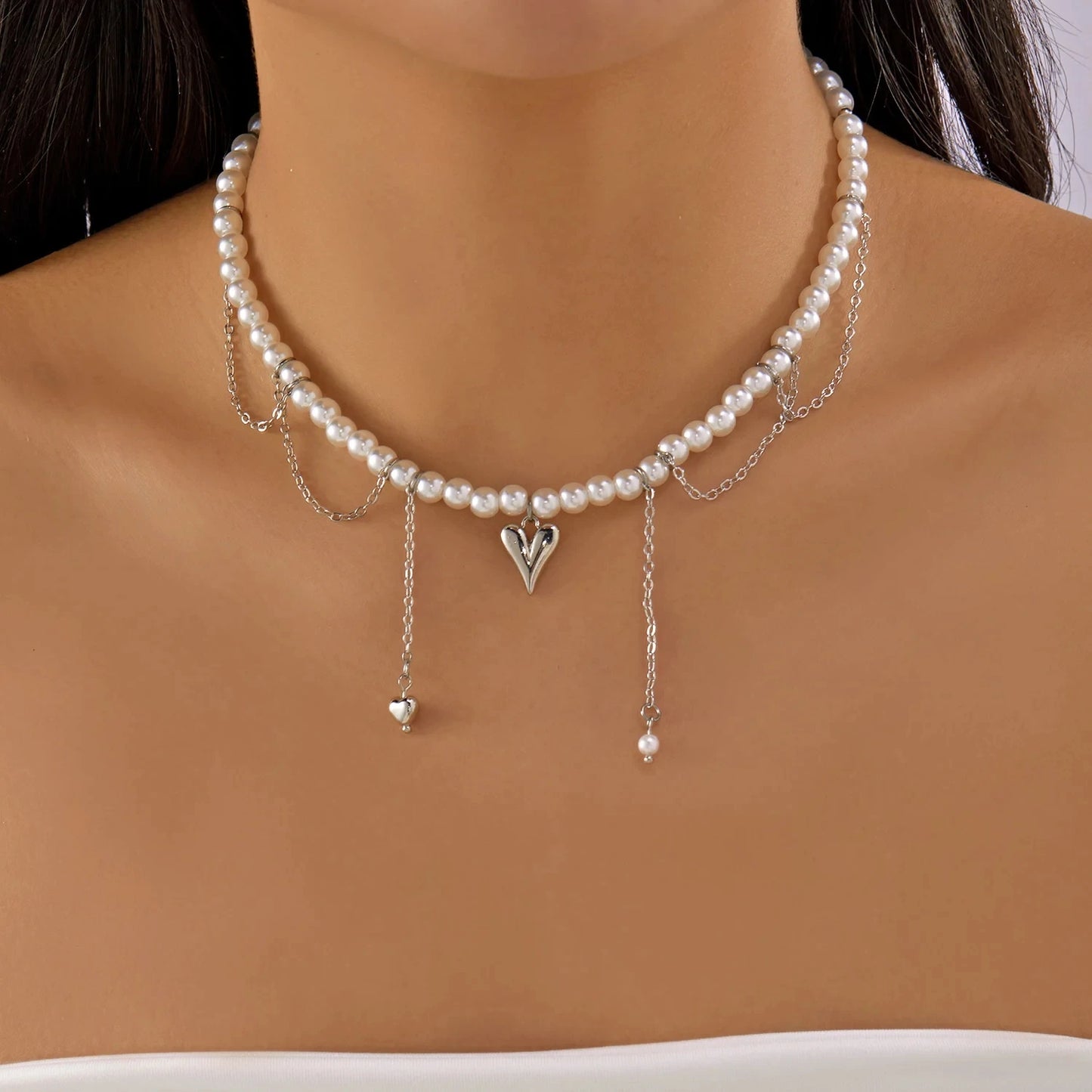 Elegant Baroque Imitation Pearl Choker Necklace for Women Retro Gold Color CCB Beads Clavicle Chain Necklace Party Daily Jewelry