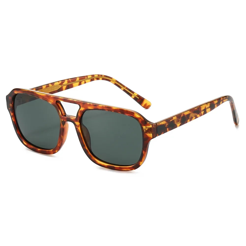 JNPCXI New Retro Square Double Bridges Men Sunglasses Fashion Quality Shades UV400 Women Gradient Blue Sun Glasses