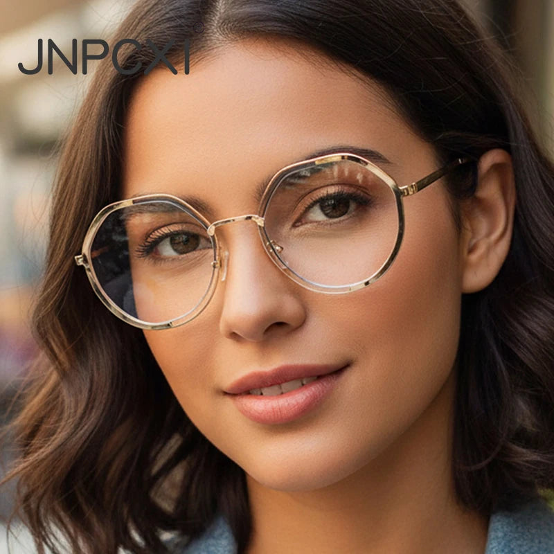 JNPCXI Round Eyeglasses Retro Trendy Lightweight Frame Comfortable Wear Glasses Women
