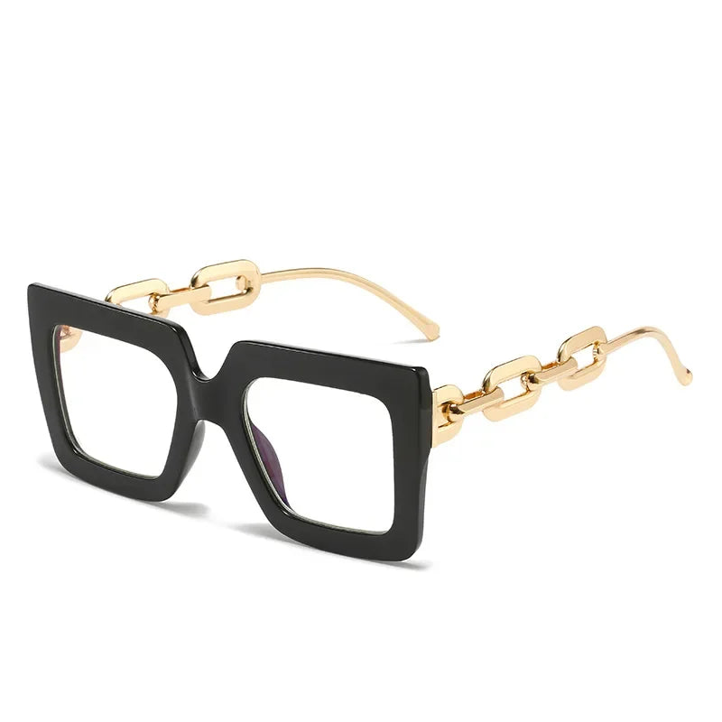 JNPCXI New Striped Chain Square Anti Blue Glasses Frames Retro Men Women Optical Fashion Computer Glasses 2022 New Arrival