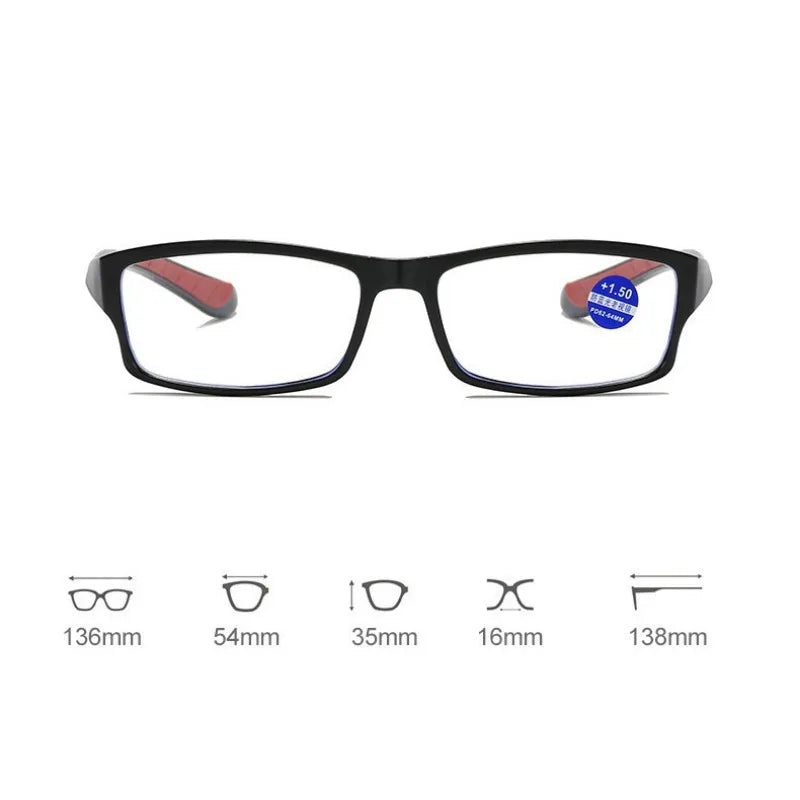 TR90 Sports Reading Glasses for Men Women Office Anti Blue Light Readers Eyewear Eye Protection Presbyopia Eyeglasses