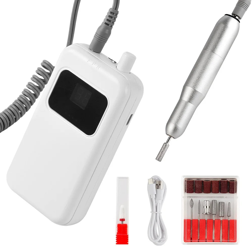 45000RPM Wireless Use Nail Drill Machine 1200mAh Nail Drill Milling Sander Nail Art Manicure Grinder Nail Polisher Cutter Kit