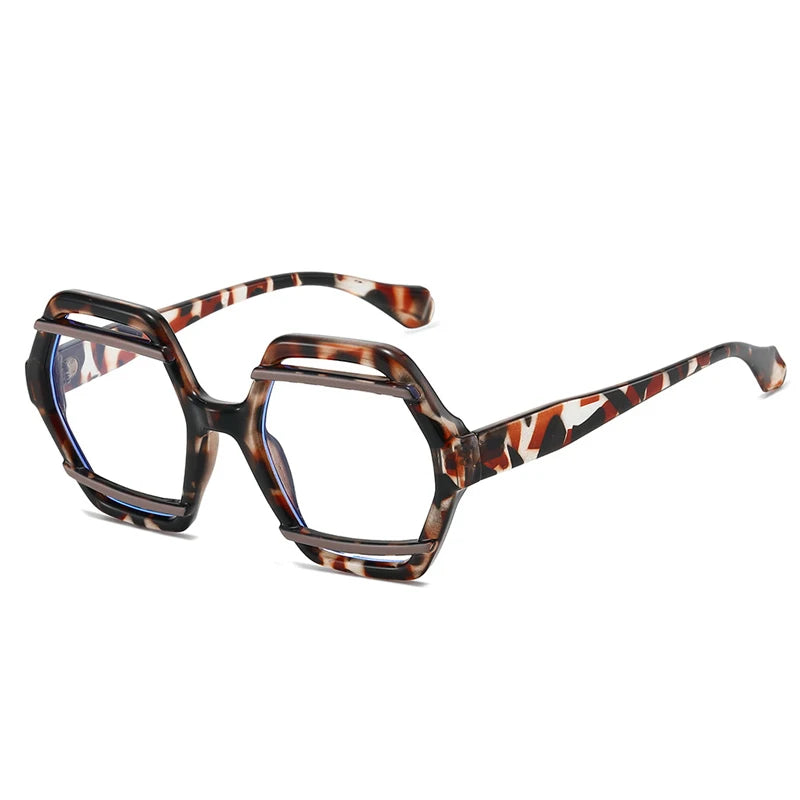 JNPCXI Retro Polygon Jelly Tea Sunglasses Women Fashion Gradient Eyewear Shades UV400 Men Rivets Sun Glasses