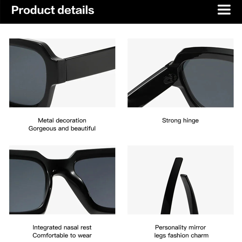 JNPCXI Ins Popular Fashion Square Polarized Sunglasses Women Retro Punk Shades UV400 Men Trending Sun Glasses