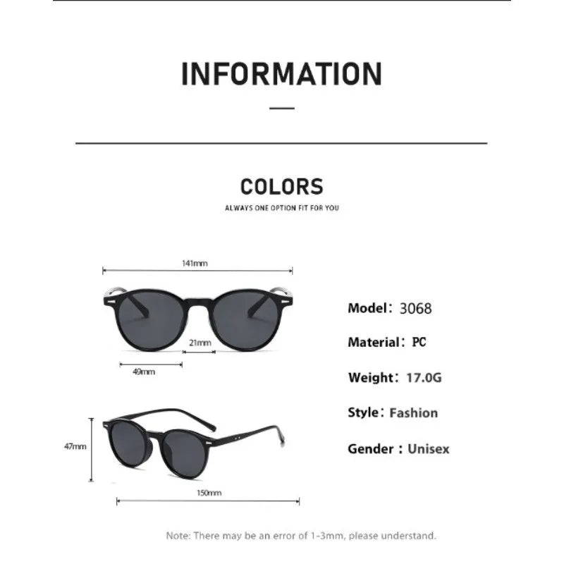 Internet Celebrity Small Round Frame Sunglasses for Men and Women UV Resistant and Sunscreen Sunglasses
