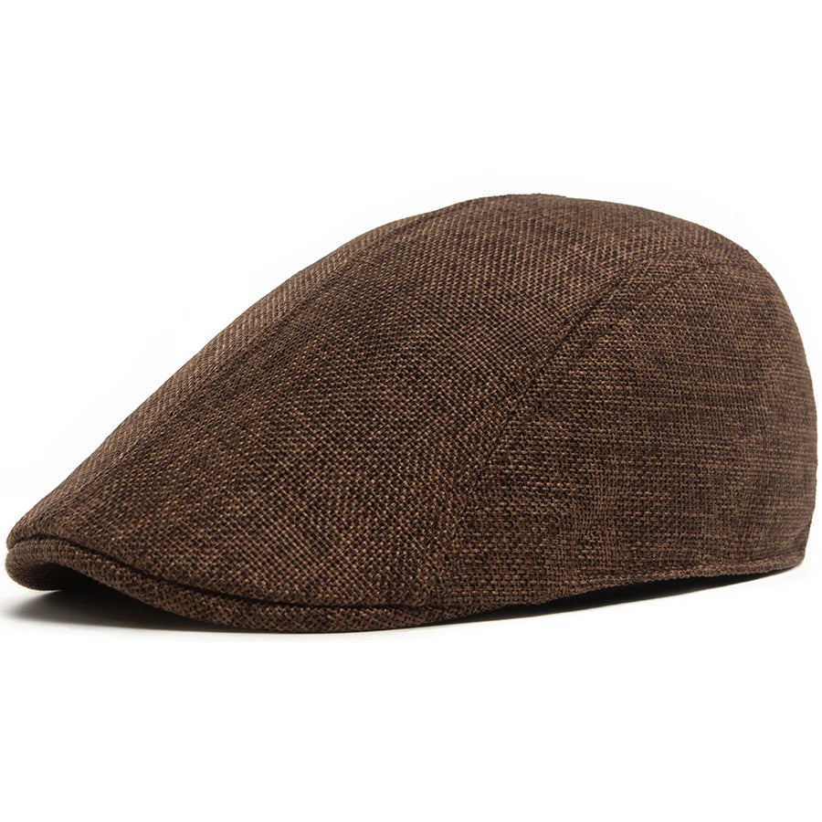 Men's Linen Flat Cap Spring Summer Vintage Visor Beret Breathable Ivy Newsboy Hat Women Fashion Cap Suitable For Small Slim Face