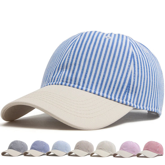 Striped Baseball Cap For Men Women Vintage Beige Brim Casual Soft Dad Hat Snapback Spring Summer Cap Visor Fashion Daily Wear