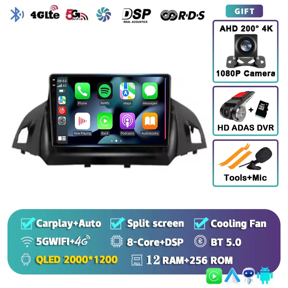 For Ford Kuga 2 Escape 3 2012 - 2019 Android 15 Car Radio Multimidia Video Player WIFI+4G 2din Navigation GPS Head Unit Stereo