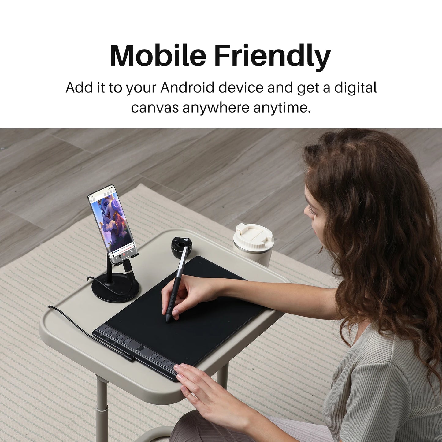 Inspiroy 2L H1061P Design Tablet, Scroll Wheel Customized Keys, Battery-Free Pen